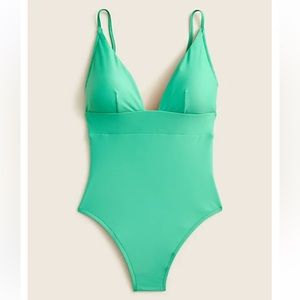NEW with tags J. Crew swimsuit Plunge one-piece classic green size 12